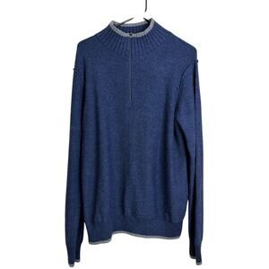Stio Sweater Mens Large Blue Half Zip Pullover Merino Wool Outdoors Knit Ribbed